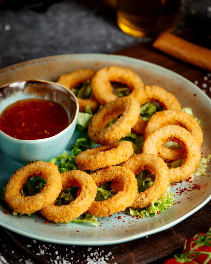 fried rings with sweet chili